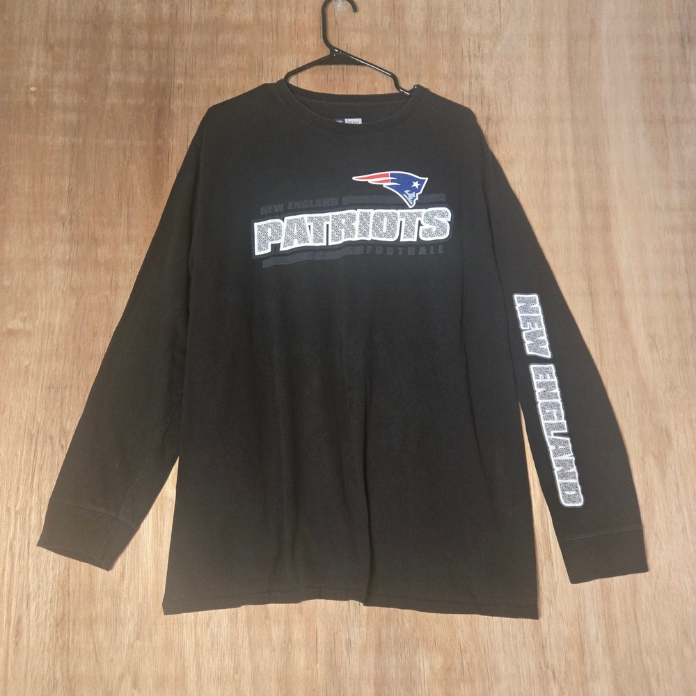 New England Patriots Long Sleeve Shirt Black Mens 2XL Graphic NFL Team Apparel